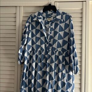 Blue and White Geometric Pattern Dress